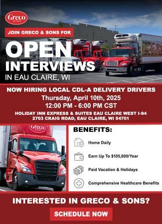 CDL-A Delivery Driver Open Interview - Home Daily - Earn Up To $105k/Year